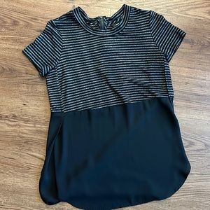 Black Short Sleeve Sparkle Top